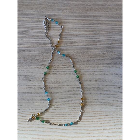 Adjustable Silver Necklace Colorful Beaded - Picture 3 of 4